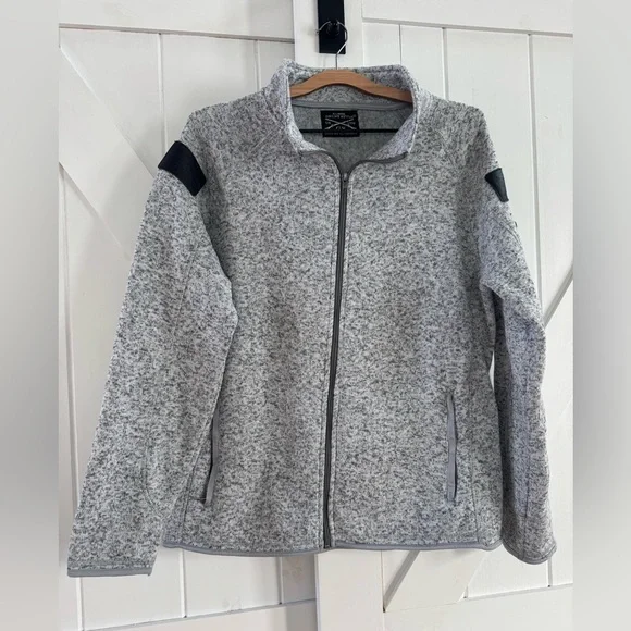 Grunt Style Women's Full Zip Sweater Jacket - Heather Gray - Picture 4 of 8